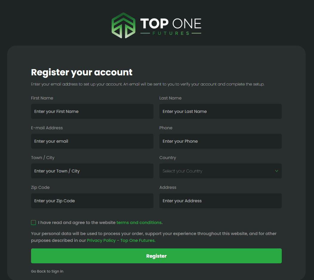 Infographic showing the key benefits of Top One Futures: Security, Low Fees, User-Friendly Interface, and Demo Account.